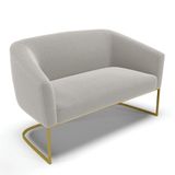 Sofá Namoradeira 2 Lugares Industrial Dourado Stella Bouclê Cinza D03 - D&#39;rossi