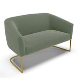 Sofá Namoradeira 2 Lugares Industrial Dourado Stella Bouclê Menta D03 - D&#39;rossi