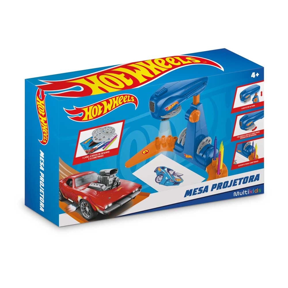 Mesa Projetora Hot Wheels Com 24 Desenhos Multikids - Br2087