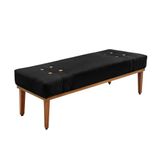 Divã Recamier Banco Base Madeira Para Quarto Gênova 160cm Suede Preto S04 - D&#39;rossi