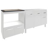 Cozinha Armário Balcão Gabinete De Pia Aline 120 Cm E Balcão Evelyn Para Fogão Cooktop 5 Bocas E Forno Branco