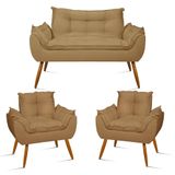 Kit Namoradeira Opala Sala Quarto 02 Poltrona Balaqui Decor Capuccino