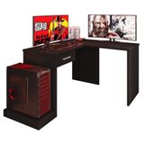 Mesa Para Computador Gamer Drx 9000 Com Extensora Preto Trama - Móveis Leão