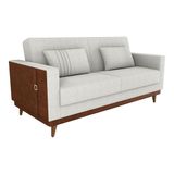 Sofá-cama 203cm 3 Lugares Com Tecido Bouclé Multimóveis Cr45255 Bege