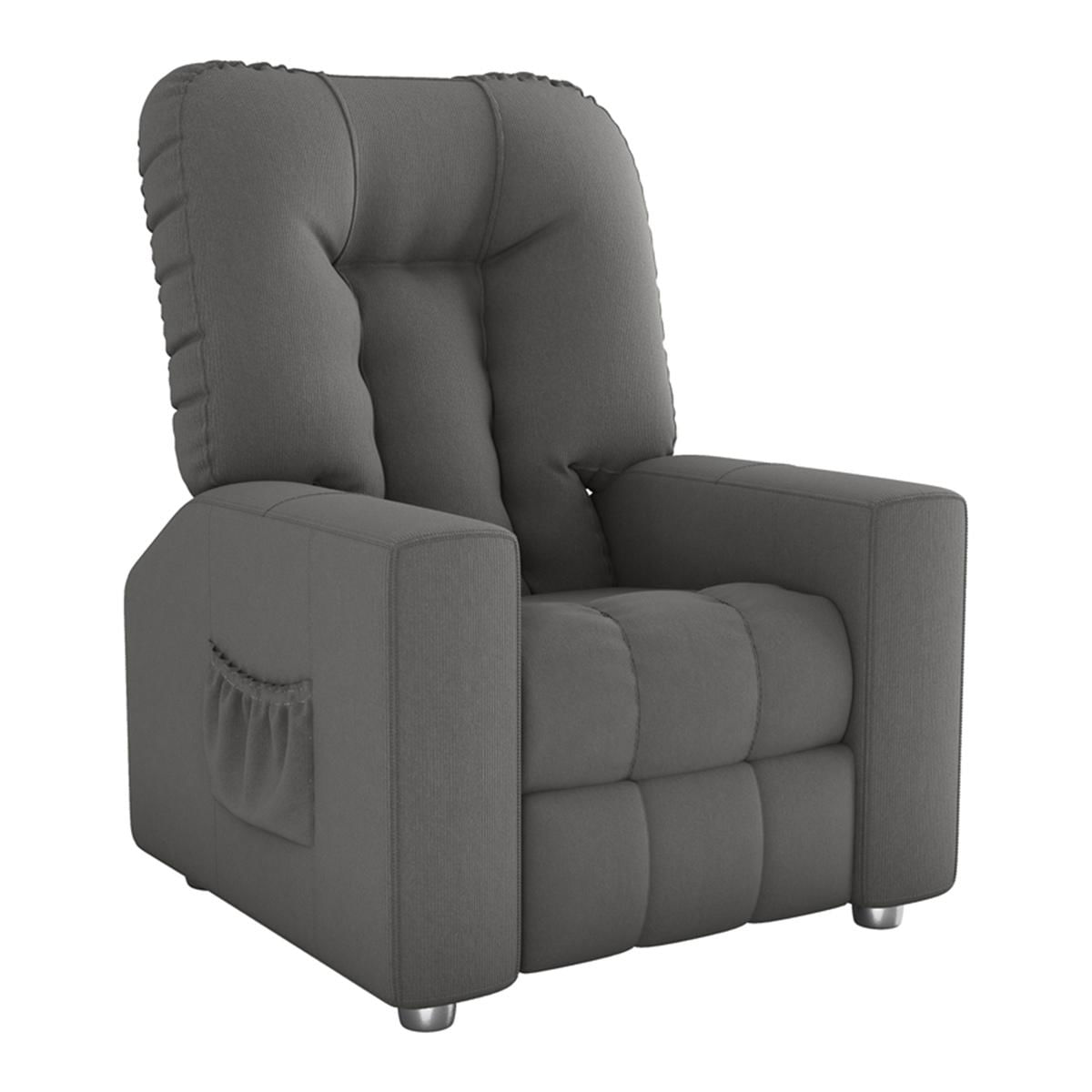 Poltrona Retrátil E Reclinável 82cm Com Tecido Suede Multimóveis Cr45261 Cinza