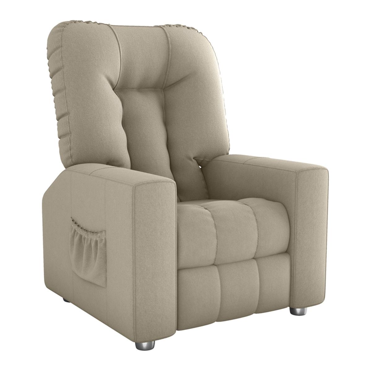 Poltrona Retrátil E Reclinável 82cm Com Tecido Suede Multimóveis Cr45261 Bege