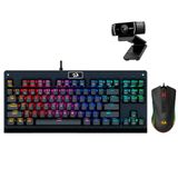 Kit Teclado Dark Avenger + Mouse Cobra + Webcam Logitechc922