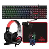 Kit Gamer 5 Em 1 Teclado Mouse Mouse Pad Headset Bungee