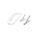 Kit De Mouse Bluetooth E Suporte Dobrável Recarregável Branco