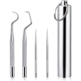 5pcs Metal Toothpick, Kits De Palitos Portáteis De Aço Inoxidável, Ferramentas Profissionais De Limpeza De Dentes Para Removedor De Placa Pa