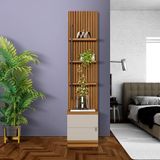 Multiuso Para Quarto Ripado 1 Porta Nature Off White Jm Móveis