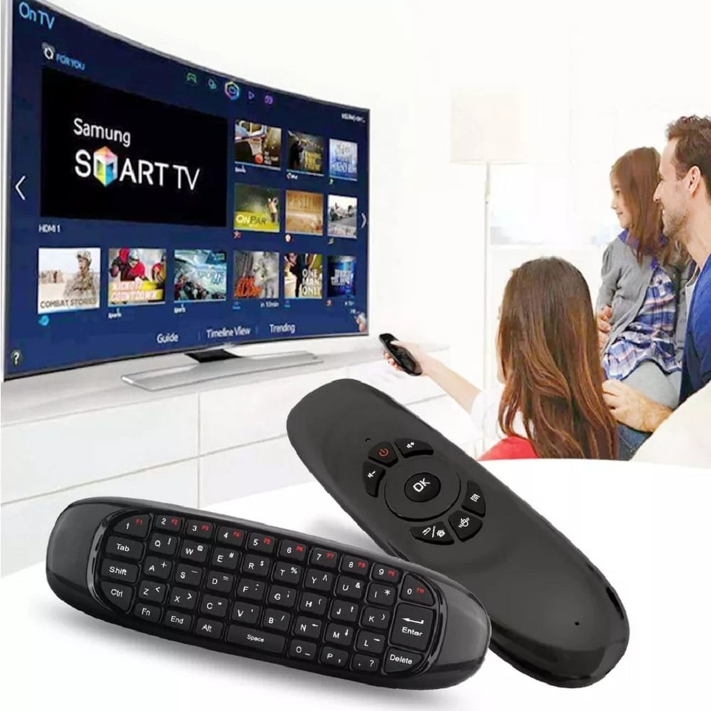 Mini Controle Com Teclado Air Mouse Para Smart Tv Ou Pc