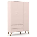 Guarda Roupa Infantil Retro Gold 3 Portas Rose Eco Wood - Matic