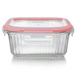 Pote Hermético Vidro Canelado Quadrado 800ml Com Tampa