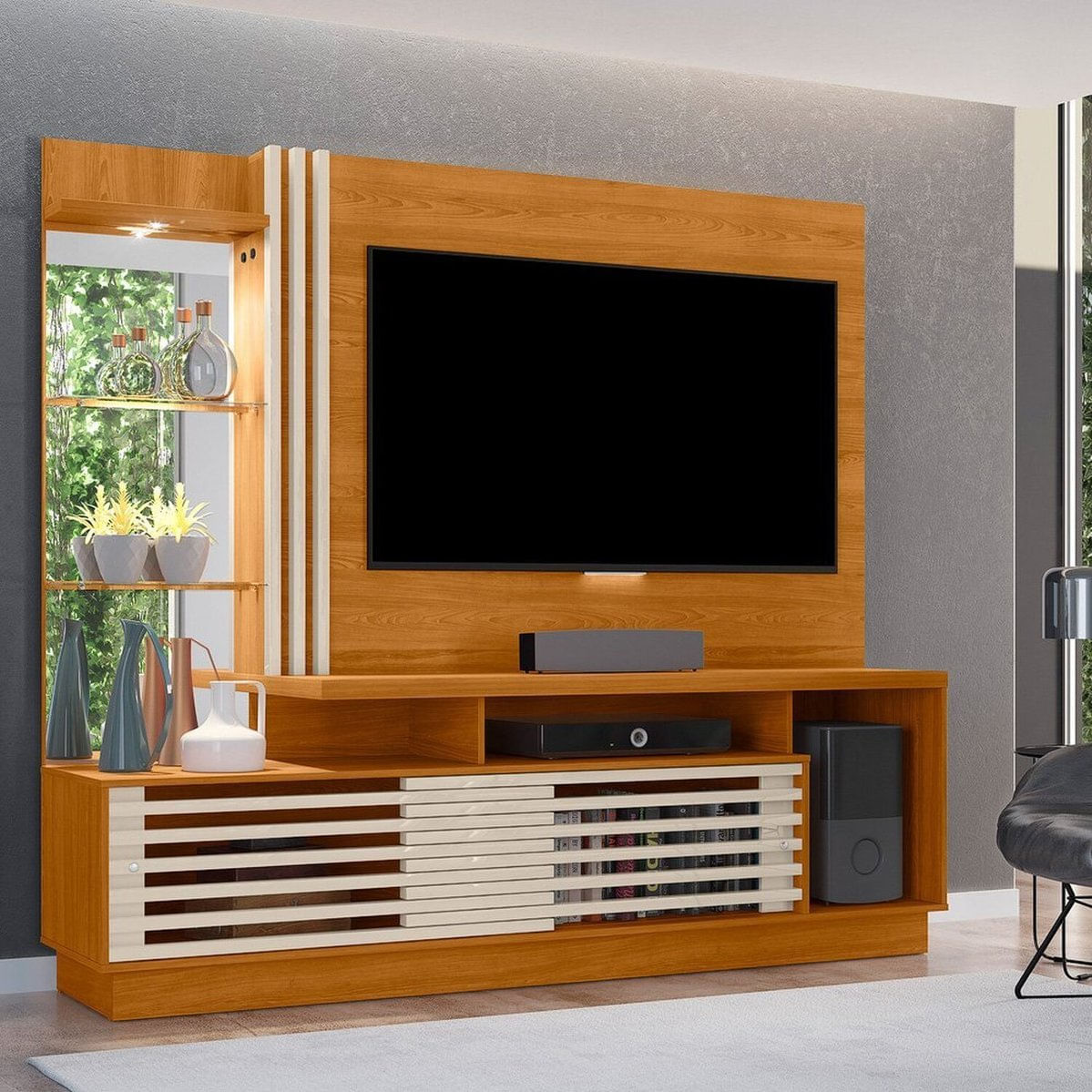 Home Theater Paratvs Até 60 Pol Frizz Plus Cinamomo/off White