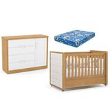 Berço Americano Capitonê New Boucle E Cômoda Infantil Tutto New Freijó E Colchão - Matic