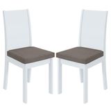 Cadeira Para Mesa De Jantar Athenas Kit 02 Peças Suede Animale Bege Branco - Lopas