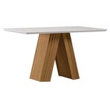 Mesa De Jantar 135x90 Cm Fernanda Com Vidro Ype Off White - New Ceval