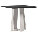 Mesa De Jantar 90x90 Cm Valência Com Vidro Off White Preto - New Ceval