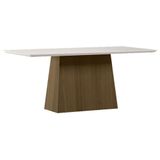 Mesa De Jantar 180 Cm Barbara Com Vidro Imbuia Off White - New Ceval