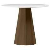 Mesa De Jantar 100x100 Cm Isis Com Vidro Imbuia Off White - New Ceval