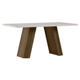 Mesa De Jantar 160x90 Cm Fernanda Com Vidro Imbuia Off White - New Ceval