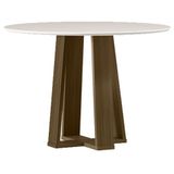 Mesa De Jantar 100x100 Cm Isabela Com Vidro Imbuia Off White - New Ceval