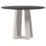 Mesa De Jantar 100x100 Cm Isabela Com Vidro Off White Preto - New Ceval