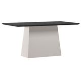 Mesa De Jantar 160 Cm Barbara Com Vidro Off White Preto - New Ceval