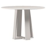 Mesa De Jantar 100x100 Cm Isabela Com Vidro Off White - New Ceval