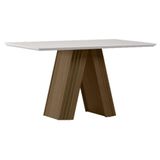 Mesa De Jantar 135x90 Cm Fernanda Com Vidro Imbuia Off White - New Ceval