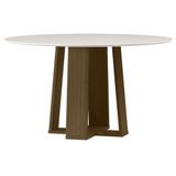 Mesa De Jantar Isabela 135x135 Cm Com Vidro Imbuia Off White - New Ceval