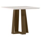 Mesa De Jantar 90x90 Cm Valência Com Vidro Imbuia Off White - New Ceval