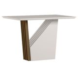 Mesa De Jantar 120x80 Cm Veneza Com Vidro Imbuia Off White - New Ceval