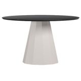 Mesa De Jantar 135x135 Cm Isis Com Vidro Off White Preto - New Ceval