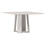 Mesa De Jantar 135x135 Cm Valência Com Vidro Off White - New Ceval