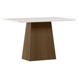 Mesa De Jantar 120 Cm Barbara Com Vidro Imbuia Off White - New Ceval