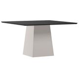 Mesa De Jantar 135x135 Cm Barbara Com Vidro Off White Preto - New Ceval