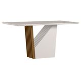 Mesa De Jantar 160x90 Cm Veneza Com Vidro Ype Off White - New Ceval