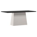 Mesa De Jantar 180 Cm Barbara Com Vidro Off White Preto - New Ceval