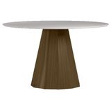 Mesa De Jantar 135x135 Cm Isis Com Vidro Imbuia Off White - New Ceval