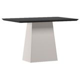 Mesa De Jantar 120 Cm Barbara Com Vidro Off White Preto - New Ceval