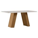 Mesa De Jantar 160x90 Cm Fernanda Com Vidro Ype Off White - New Ceval