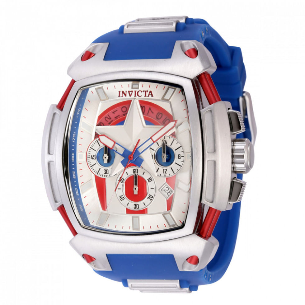 Relógio Masculino Marvel Capitão América, Invicta 38366, Azul, Prata E Vermelho