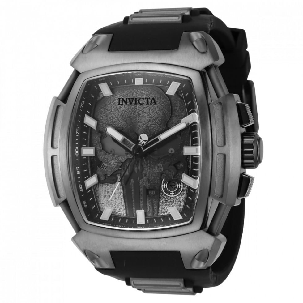 Relogio Masculino Analogico De Quartzo 53mm, Invicta Marvel Punisher 43170, Preto