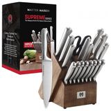 Conjunto De Facas Em Aco Inoxidavel Com Afiador Embutido E Bloco De Bancada Pecas, Master Maison 19 Piece Premium Knife Set W, Block, Prateado