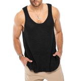 Camiseta Regata Lanliun Transparente Sem Mangas Para Homens Preta