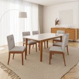 Conjunto Mesa De Jantar Tangará 180cm E 6 Cadeiras Estofadas Tiê Maxx Cabecasa Madeiramadeira Caramelo/bege Claro