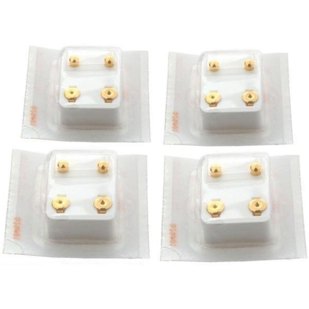 Brincos Studex Banhados A Ouro 24k Ball Stud Piercing, 4 Pares