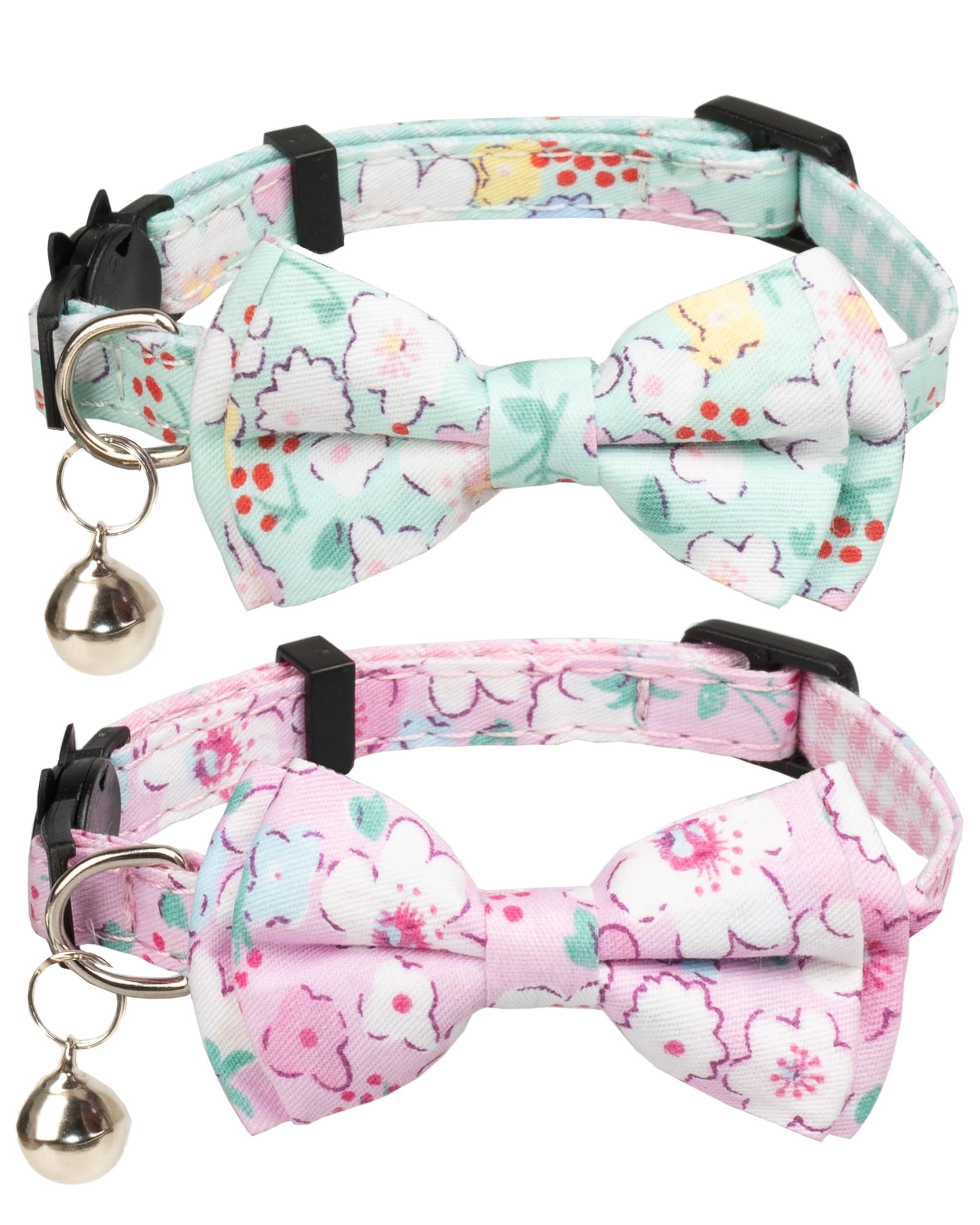 Coleira Para Gatos Gyapet Breakaway Com Gravata Borboleta Floral, 2 Peças